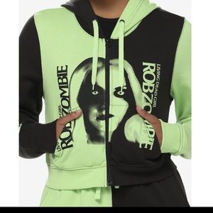 Rob Zombie Living Dead Girl Cropped Hoodie Green Black juniors XL women’s large